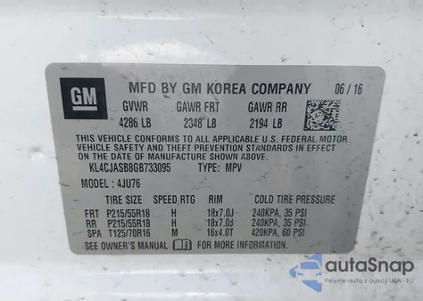 2016 Buick Encore from USA, damaged, VIN KL4CJASB8GB733095